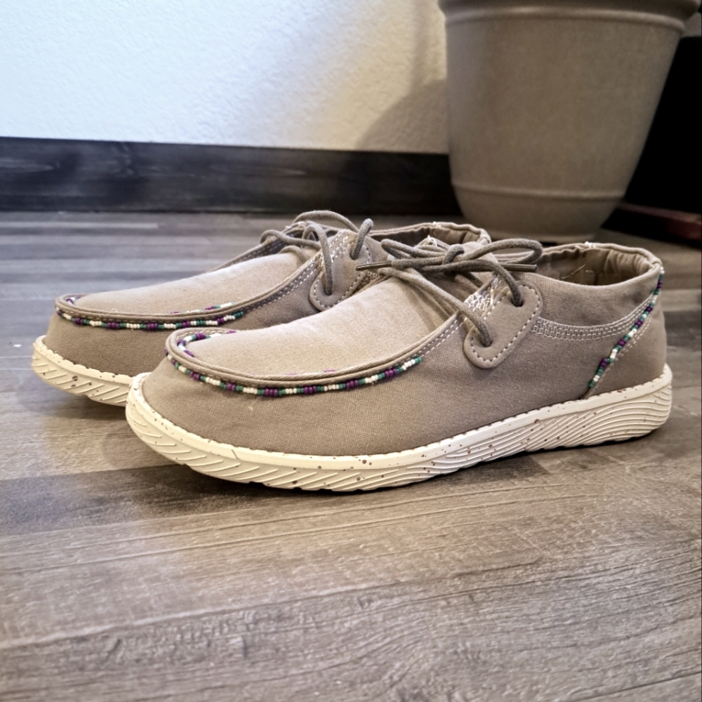 New, Beaded, One of Kind, Custom Hey Dude style Women's Shoes